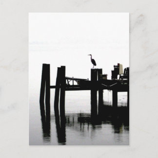 Postal La garza azul en un día gris