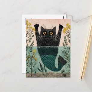 Postal La Gatita Sirena Linda