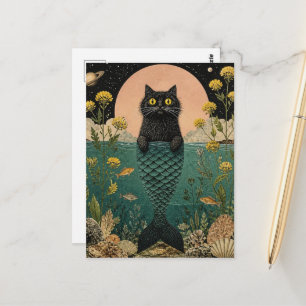 Postal La Gatita Sirena Negra Linda