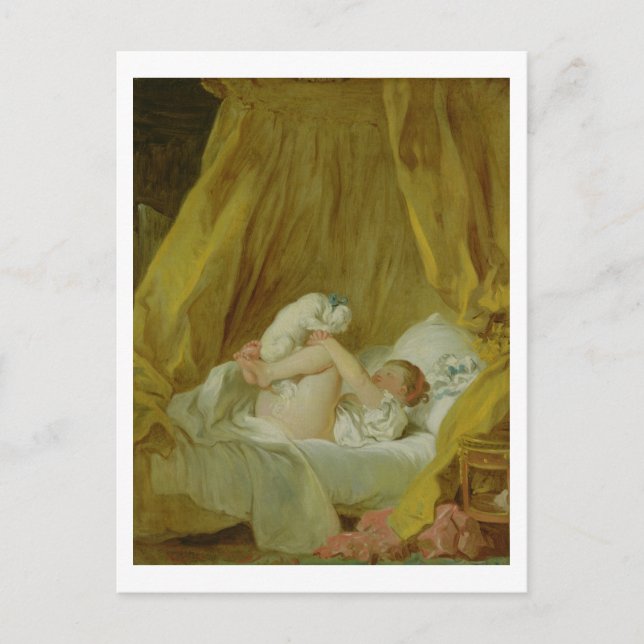 Postal 'La Gimblette', Chica con perro, c.1770 (aceite so (Anverso)