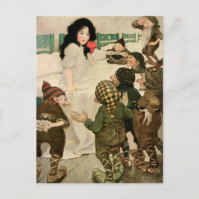 Postal "La gota de nieve y los siete pequeños hombres" (Anverso)