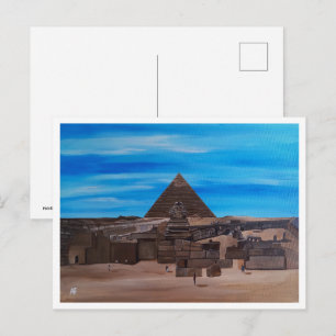 Postal La Gran Esfinge y la Pirámide de Khafre