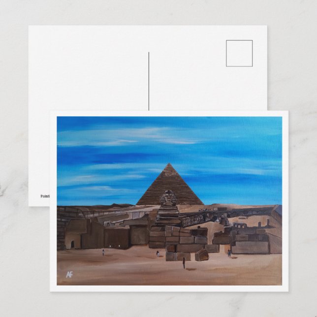 Postal La Gran Esfinge y la Pirámide de Khafre (Anverso / Reverso)