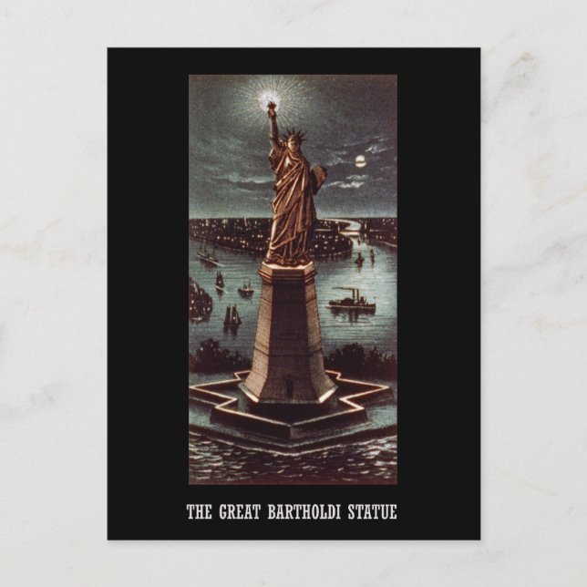 Postal  La gran estatua de Bartholdi (Anverso)