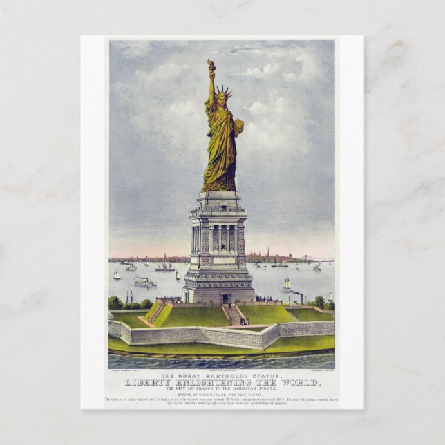 Postal La gran estatua de Bartholdi de la moneda de la li (Anverso)