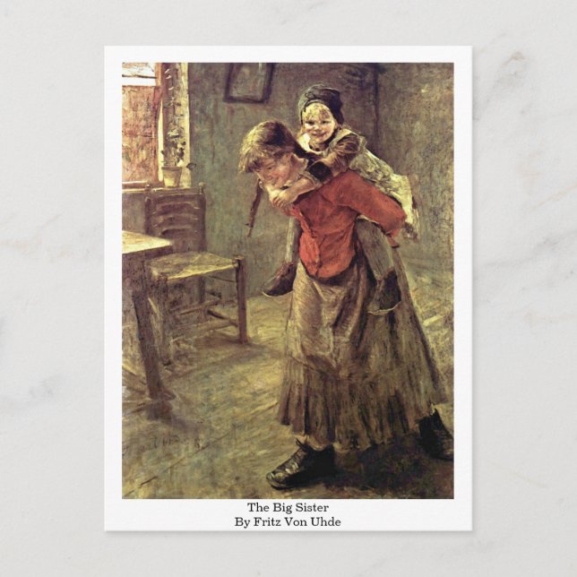 Postal La Gran Hermana De Fritz Von Uhde (Anverso)