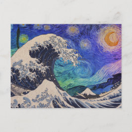 Postal La gran noche estrellada de la ola