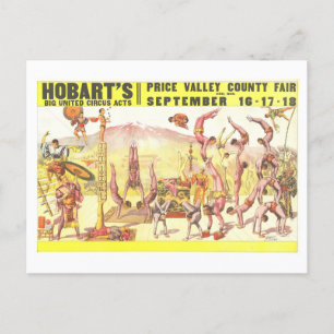 Postal La gran publicidad de Hobart's Gran Unidos Circus