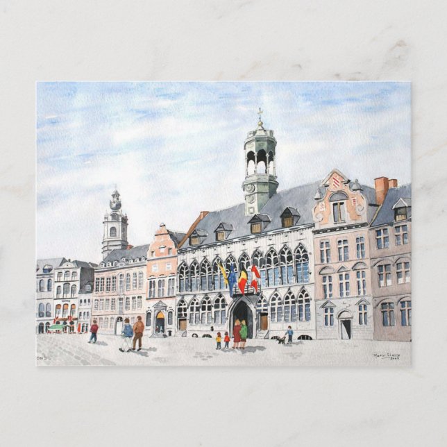 Postal La Grand-Place, Mons, Bélgica (Anverso)