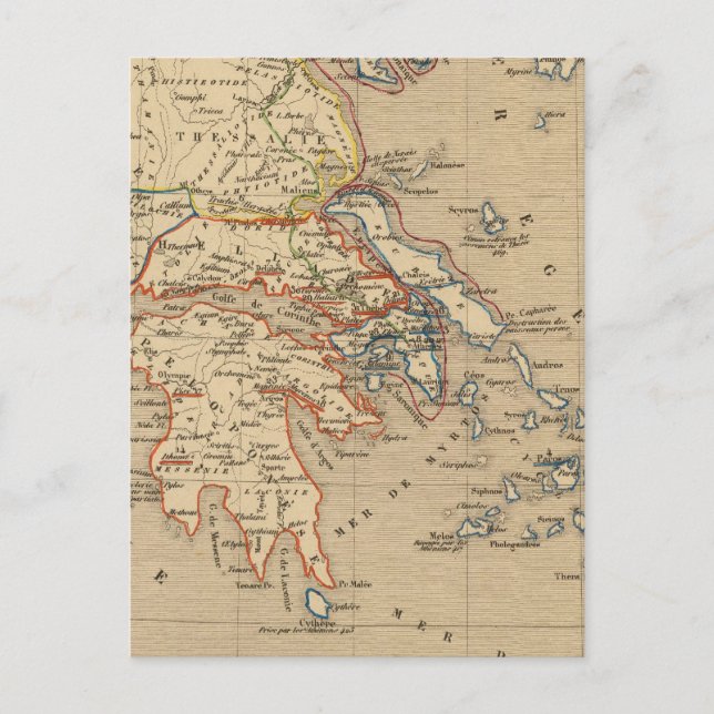 Postal La Grecia, les cotes de l'Asie Mineure (Anverso)