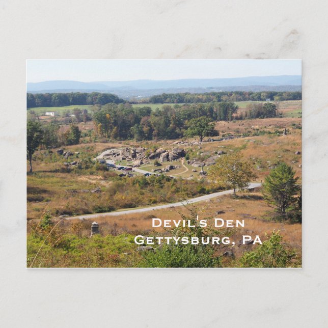 Postal La guarida del diablo en Gettysburg PA (Anverso)