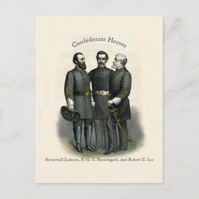 Postal La guerra civil 🛡️ héroes Stonewall Beauregard Le (Anverso)