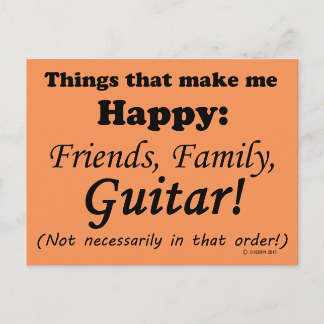 Postal La guitarra me hace feliz (Anverso)