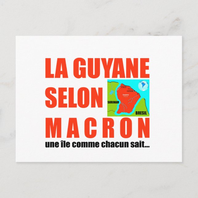 Postal La Guyane selon Macron est une île (Anverso)