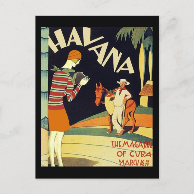 Postal La Habana Cuba Cubierta Art Decó Viaje de cosecha (Anverso)
