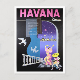 Postal La Habana, Cuba, noches de baile, aerolínea vintag