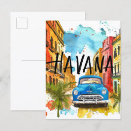 Postal La Habana Cuba: Viajes de pintura acuática