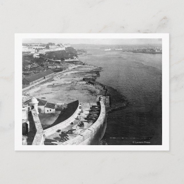 Postal La Habana, Puerto de Cuba con parte del Castillo d (Anverso)