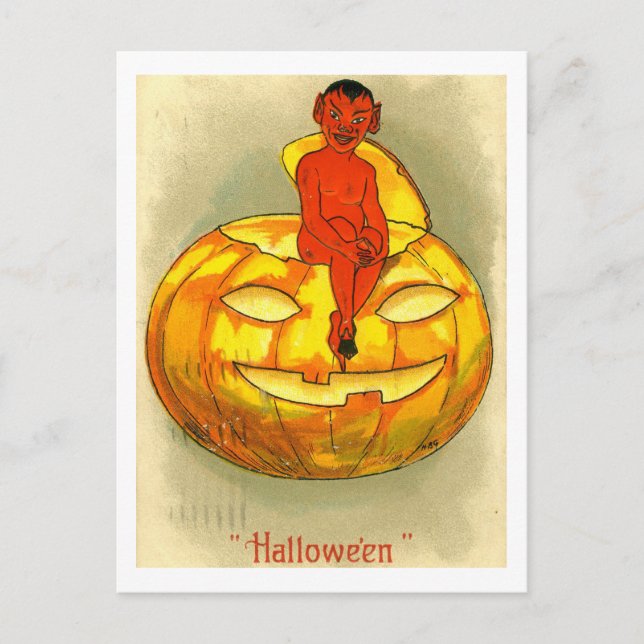 Postal La Halloween del Diablo, la Vintage (Anverso)