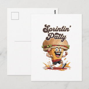 Postal La Hamburguesa Con Queso Corriendo