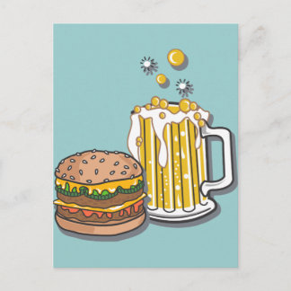 Postal La hamburguesa y la Brew