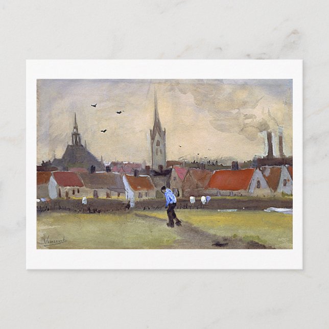 Postal La Haya con nueva iglesia, Bella Artes Van Gogh (Anverso)