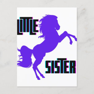 Postal La hermana pequeña Pony Púrpura