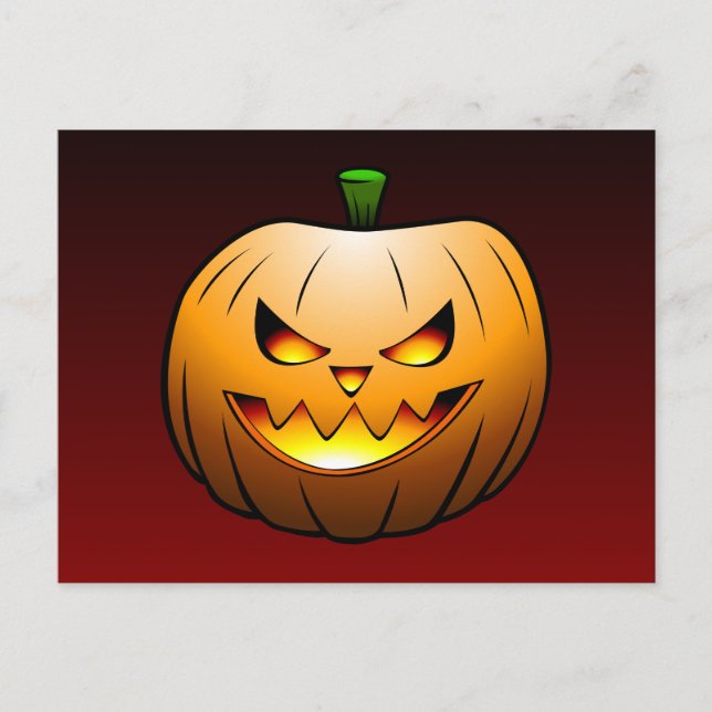 Postal La hermosa cara de calabaza Jack O'lantern (Anverso)