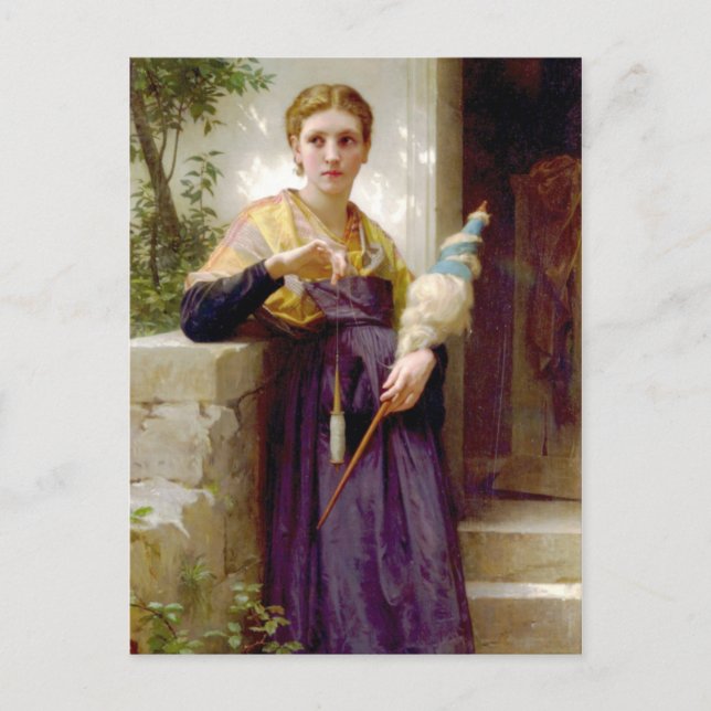Postal La Hilandera, William-Adolphe Bouguereau (Anverso)