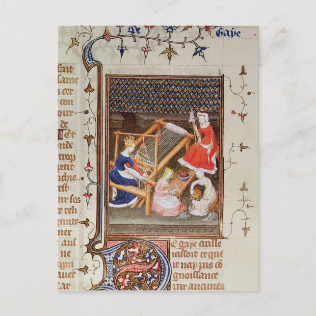 Postal La historia de Gaia, de "De Claris Mulieribus" (Anverso)