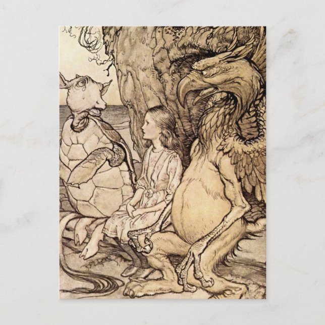Postal “La historia de la falsa tortuga” de Arthur Rackha (Anverso)