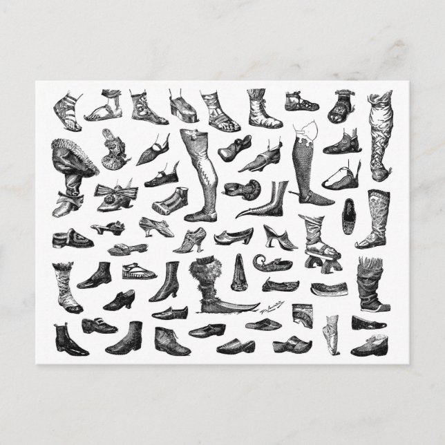 Postal La historia de los zapatos (Anverso)