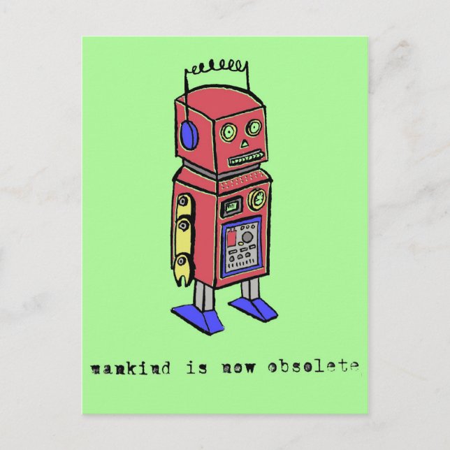 Postal La Humanidad Ahora Está Obsoleta (Anverso)
