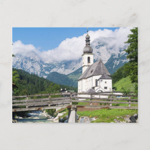 Postal La iglesia parroquial de Ramsau en Baviera, Aleman