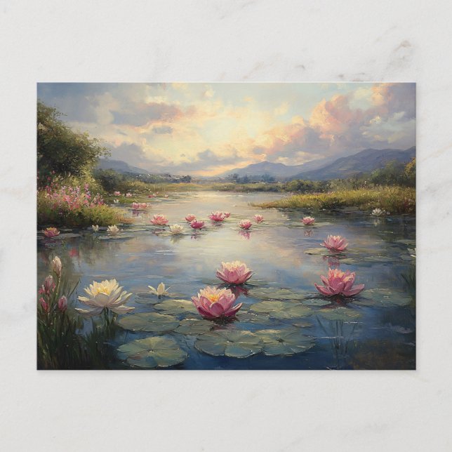Postal La impresionista Lily Pads en el estanque (Anverso)