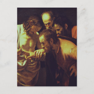 Postal La incredulidad de Santo Tomás por Caravaggio