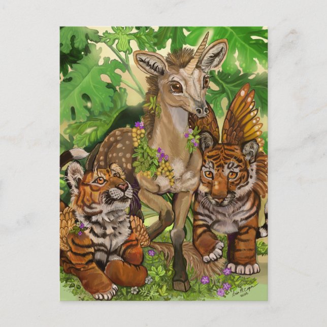 Postal 'La inocencia del nuevo' unicornio (Anverso)