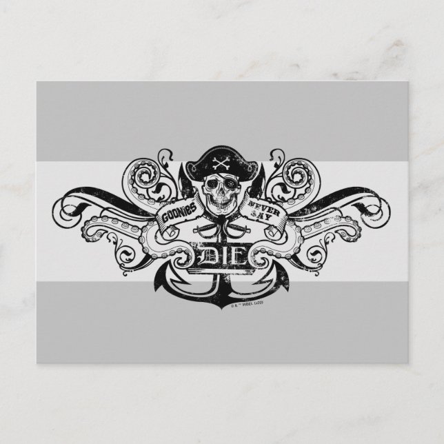 Postal La insignia de los piratas "Nunca digas morir" (Anverso)