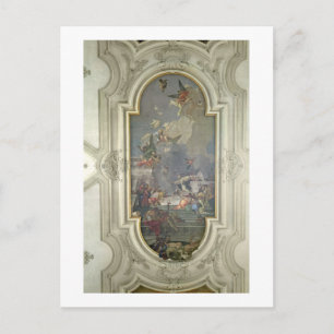 Postal La institución del Rosario por Santo Dominic (feud