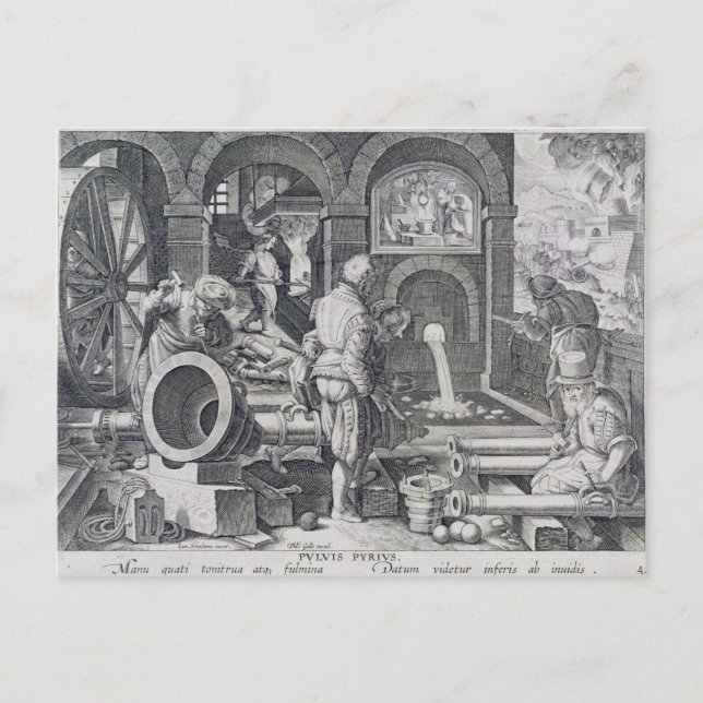 Postal La invención de la pólvora (Anverso)
