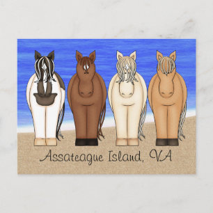 Postal La isla de Assateague VA Chincoteague Ponies Postc