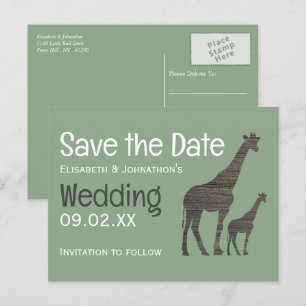 Postal La jirafa de Safari de arcilla, la boda rústica sa