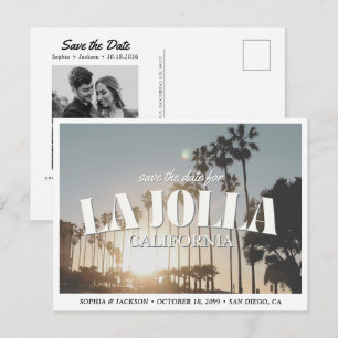 Postal La Jolla Boda Guardar la Fecha Palma Retro