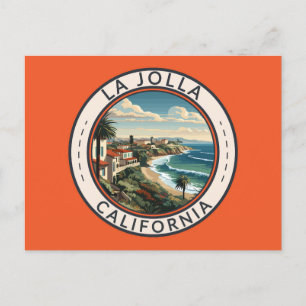 Postal La Jolla California Coastline Travel Art Retro