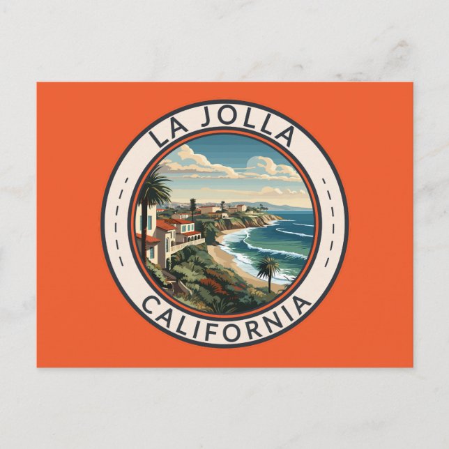 Postal La Jolla California Coastline Travel Art Retro (Anverso)