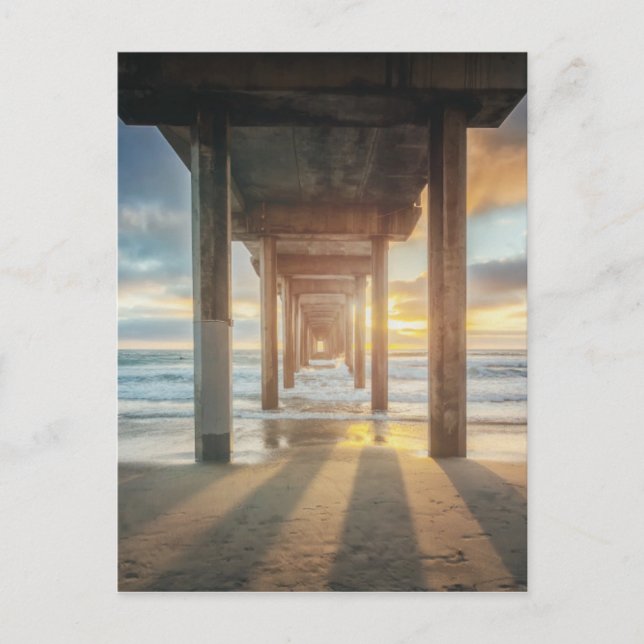 Postal La Jolla, Pier De Scripps Al Atardecer | San Diego (Anverso)