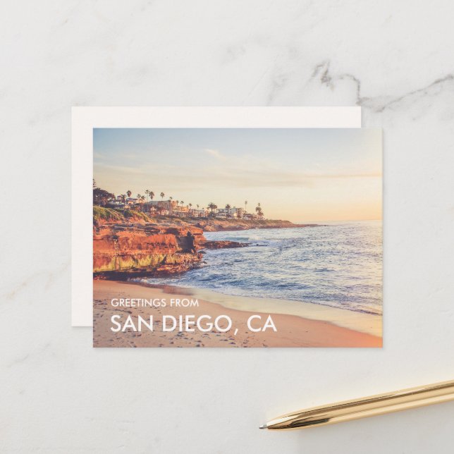 Postal La Jolla Sunset Greetings from San Diego Postcard (Anverso/Reverso In Situ)