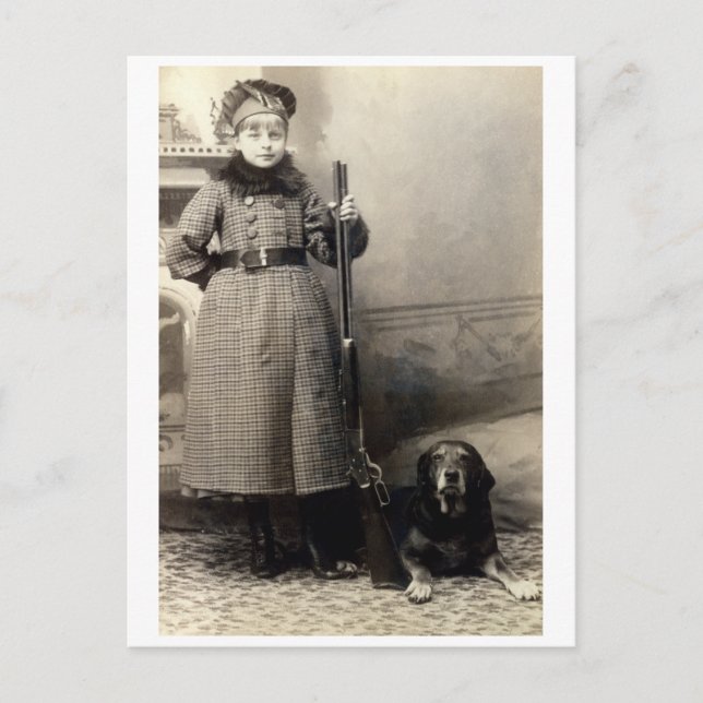 Postal La joven Chica de 1900 y su perro (Anverso)