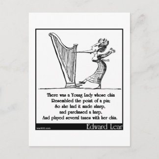Postal La joven dama de Edward Lear cuya barbilla Limeric