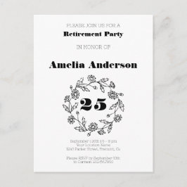 Postal La jubilación de Doodle flor moderna negro